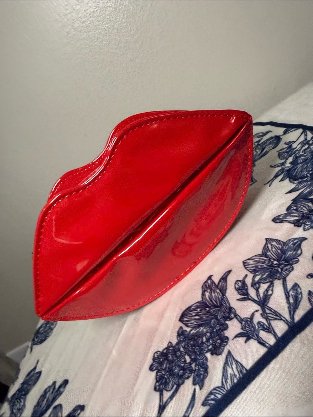 Patent Red Lip-Shaped Clutch -